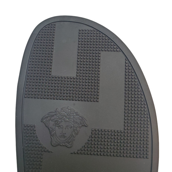 Versace Mens Gomma Stampa Pool Slide Sandals Red Magenta Tangerine - Picture 7 of 8